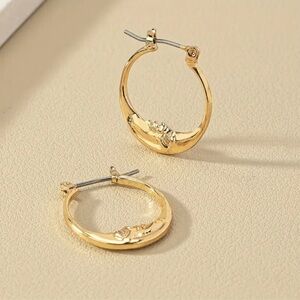 Gold Hoop Moon Child Lunar Earrings NWT
